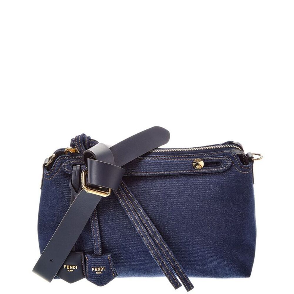 Fendi By The Way Medium Jacquard & Denim Shoulder Bag, Blue